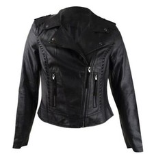 City Chic Jacket Women's Xs 10/12 Black Faux Leather Biker