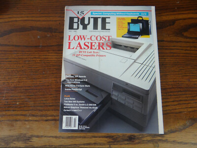 July 1990 Byte Mag 15#7  Computing w/out Keyboards_Low-cost Lasers_Reader awards