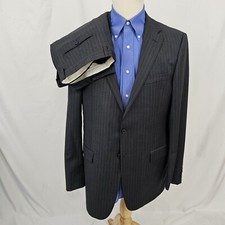 Hickey Freeman Worsted Wool 2-Piece Suit Gray Pin Striped Milburn 42XL 36 x 33