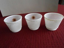 Schlutz Eldiro 3 Blumenübertöpfe 9,5cm, Kunststoff weiß, Flechtmuster, neuwertig