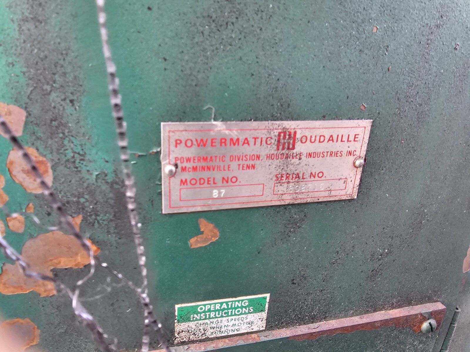 POWERMATIC 87 20" VERTICAL BAND SAW Blade Welder, 24" x 24" Table