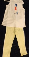 NWT Janie and Jack White Summer Top and Yellow Ruffle Pants Set, size 8