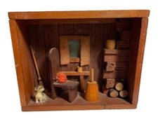 Vintage Shadow Box/3D Picture Living Room Handmade Folk Art Wooden Wall Diorama