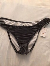 Shade  Shore Womens Textured Cheeky Bikini Bottom Black/White XL NWT