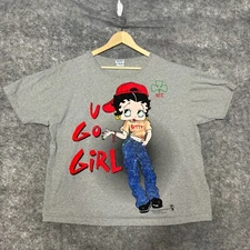 VTG Betty Boop T Shirt Adult OS Gray 90s College Ware USA Made 1998 U Go Girl