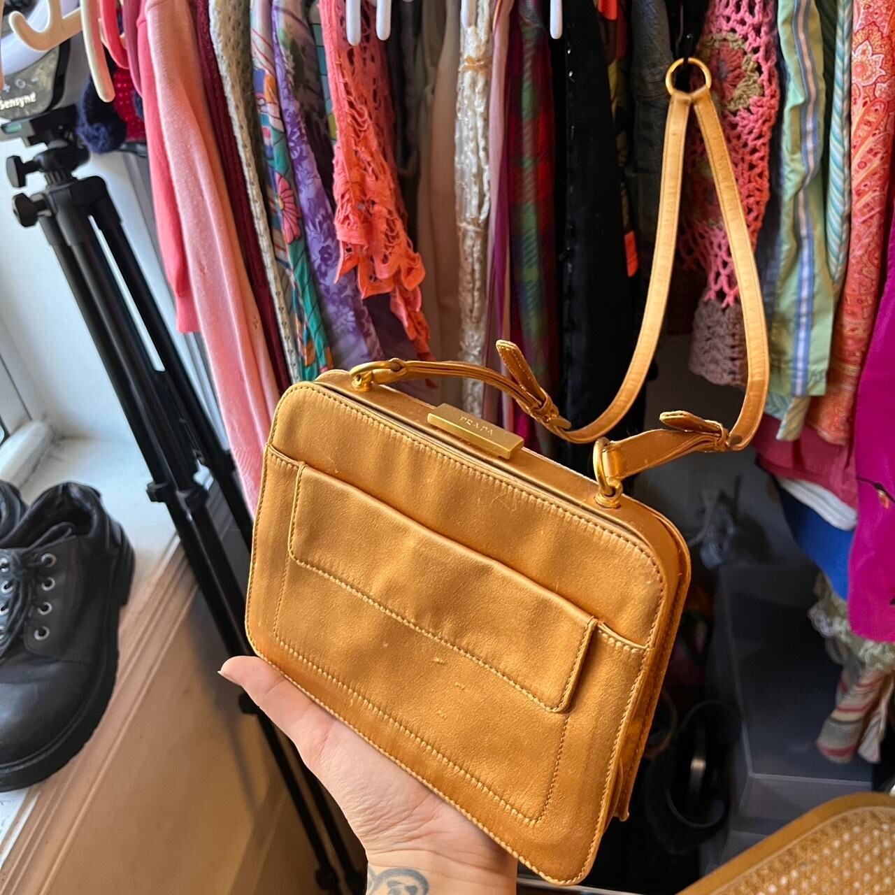 Vintage 90s Y2K Prada gold crossbody bag