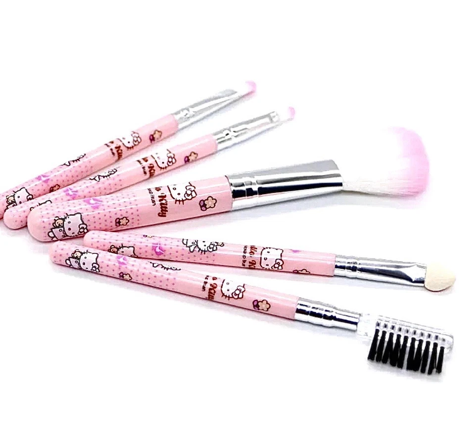 Juego de brochas de maquillaje Hello Kitty juego de 5 piezas caja de plástico herramientas de belleza juego de brochas nuevo Foto 3 de 4