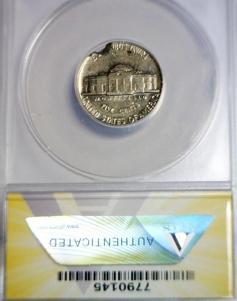 1963 ERROR ANACS EF45 Ragged Clip Jefferson Nickel UNDER WEIGHT Clipped Coin NR - Image 4 of 4