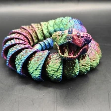 Viper Gaboon snake Articulated Figure 3D Print Handmade Novelty Collectable 14"