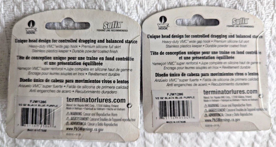 NEW Terminator Weedless Football Jig. 1/2 OZ. Black Blue Purple Combo - Image 2 of 4