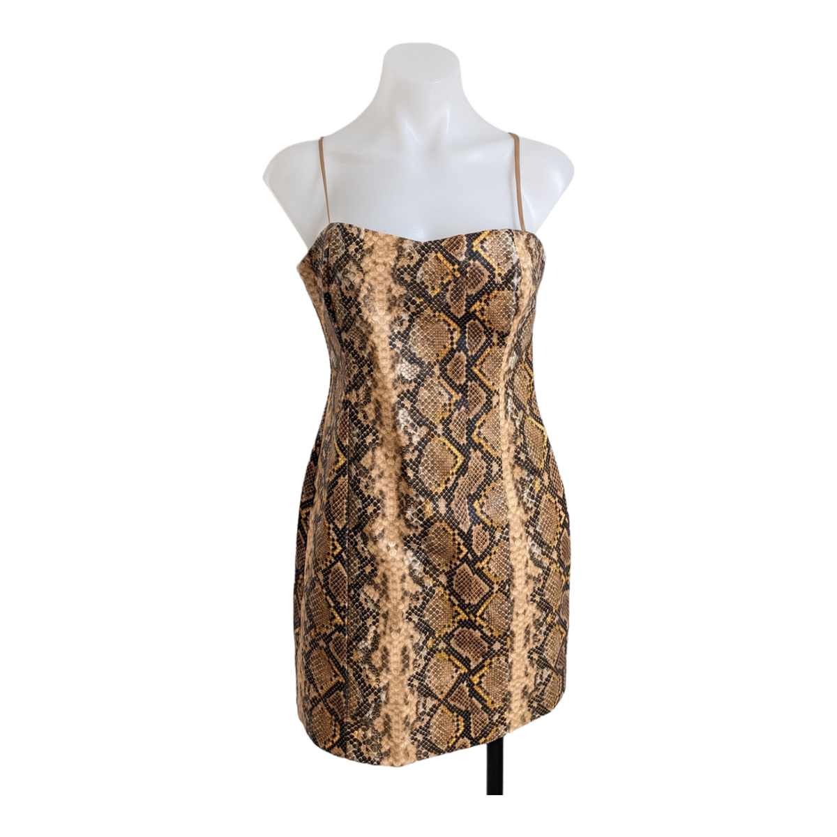 LIKELY Size 8 Faux Leather Hayley Mini Sheath Dress Yellow Python Snake Skin  | eBay