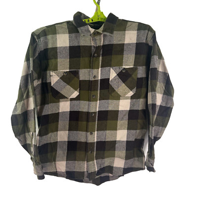 C.E. Schmidt Workwear Plaid Flannel Button-Up Shirt Mens XLT Green