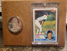 Wade Boggs 1983 Topps #498  (RC) and Silver Commemorative Coin on a Wood Plaque