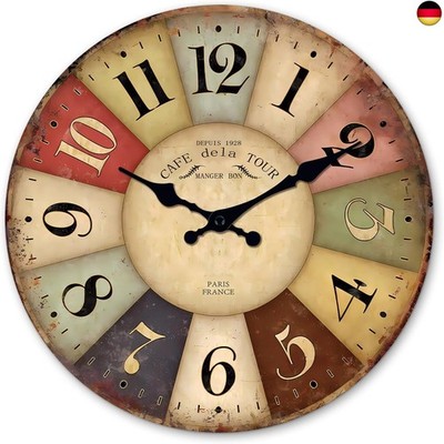 Constantplanet 10 Inch Wall Clock for Kitchen Round Small Wall Clocks Battery
