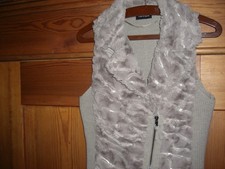 Damenweste Strick mit Webpelz und Pailletten von TAIFUN Gr. 34/36