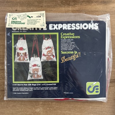 Creative Expressions Embroidery Secret Pals Treat Bags Crewel Kit 1147 Vintage