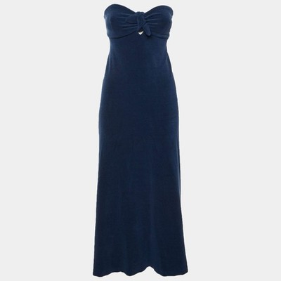 knee length dresses for ladies Rylee Midi Dress Satin Navy Blue Strapless Semi Formal Dress Cocktail   Runway Goddess
