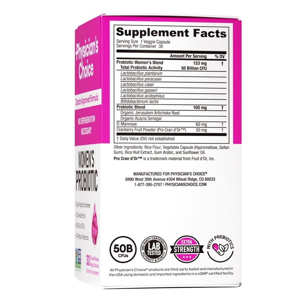 Physician's Choice Women's Probiotic 6 Diverse Strains 50 Billion CFUs (30 Caps)