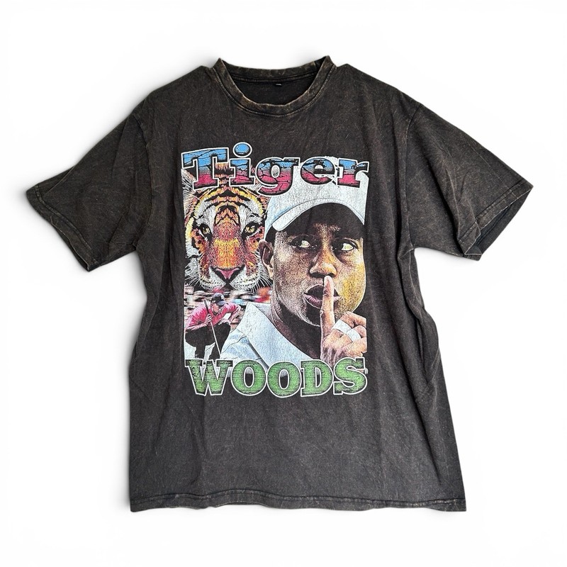 Tiger Woods Rap Style Graphic Tee Shirt T-shirt Vintage Wash Sz XXL 24” P-P