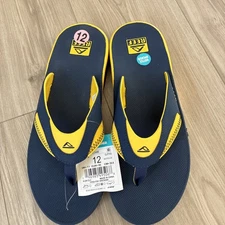 Reef Fanning Pregame Bottle Opener Blue and Yellow Flip Flops Size 12