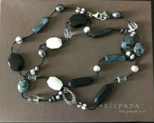 Silpada Mix Stone 925 Sterling Silver Corded Necklace N1796 Collector Piece