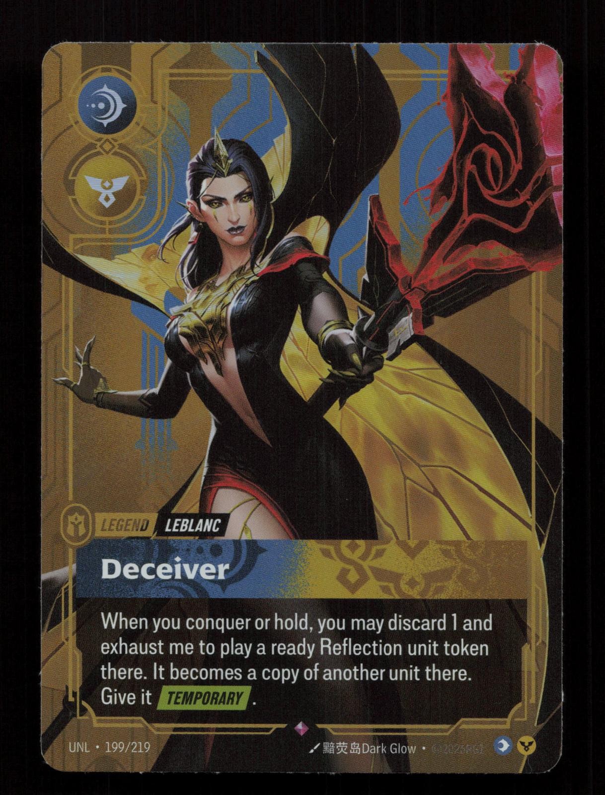 LeBlanc - Deceiver 199/219 Rare Unleashed Riftbound Foil Near Mint