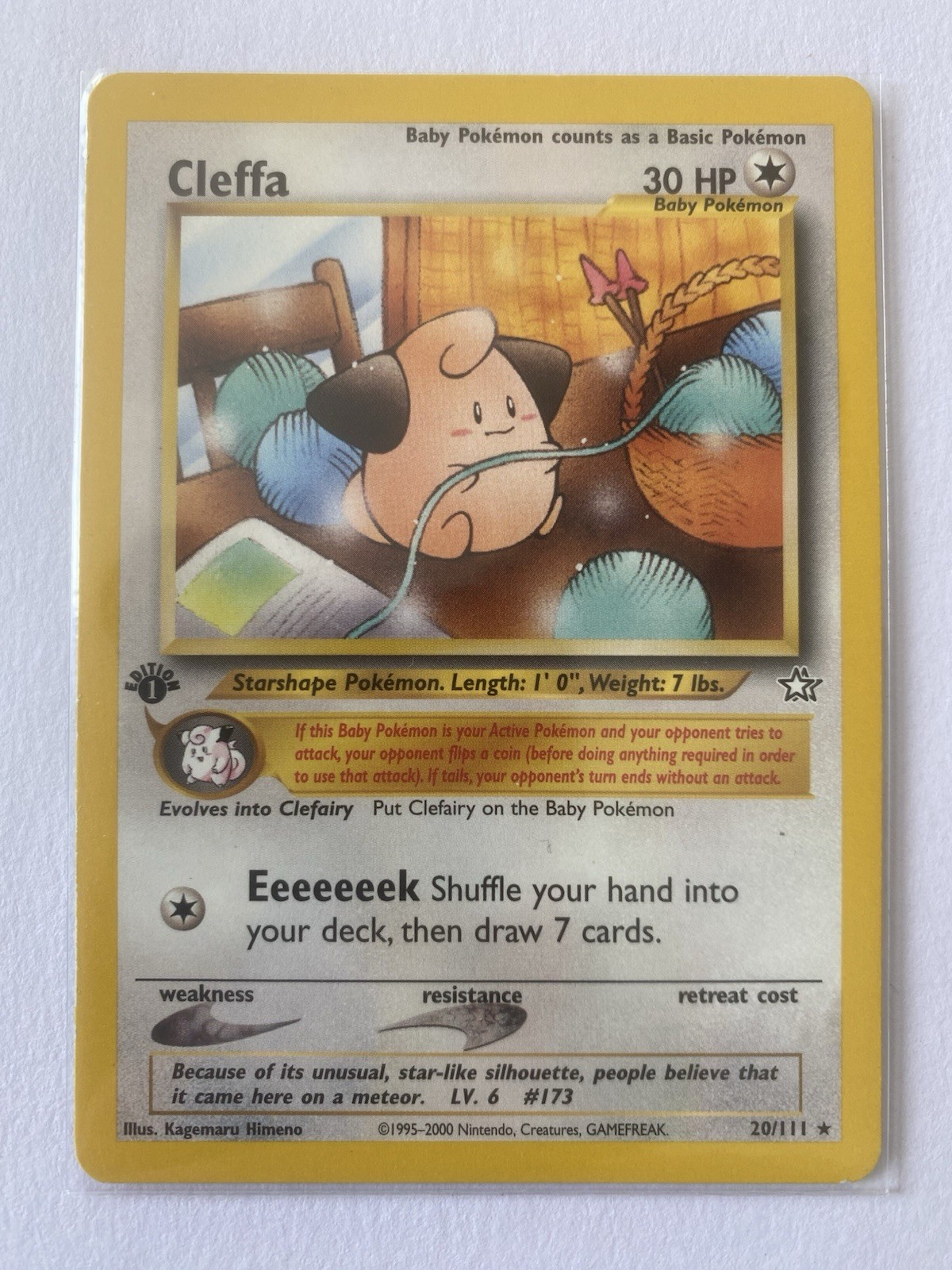 Cleffa 20/111 - Rare - Neo Genesis 1st ed - 2000 WOTC - Pokemon Card - NM - 1¢