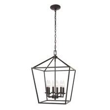 Weyburn 6‑Light Bronze Farmhouse Chandelier with Caged Metal Shades