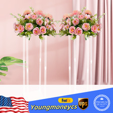 2PCS 39" Acrylic Flower Stand Column Vase Centerpieces Clear Wedding Decoration