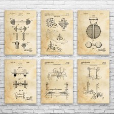 Weight Lifting Patent Wall Art Set of 6 Poster, Canvas or Framed Gift For Coach