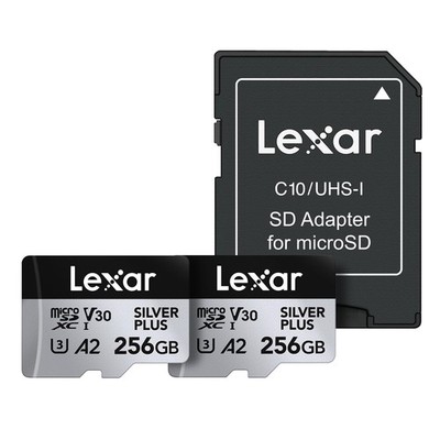 Lexar 256GB (2-Pack) Professional Silver Plus Micro SD Card, 256GB,