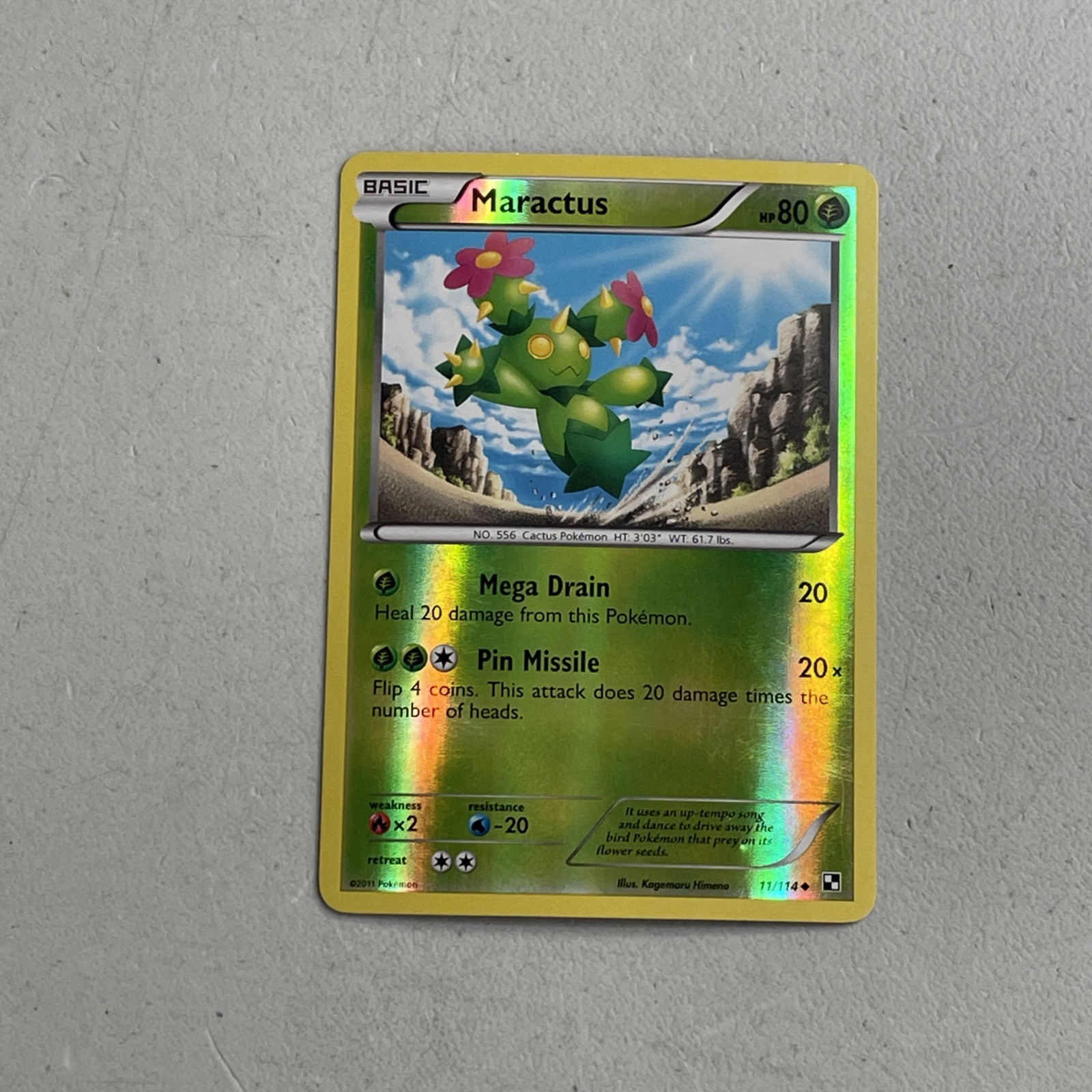 Pokemon TCG 2011 Black & White Base Card -- Maractus 11/114 Reverse Holo