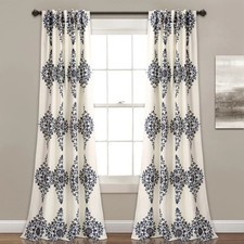Keya Medallion Curtains  Floral Drop Print Light Filtering Window Panel Set