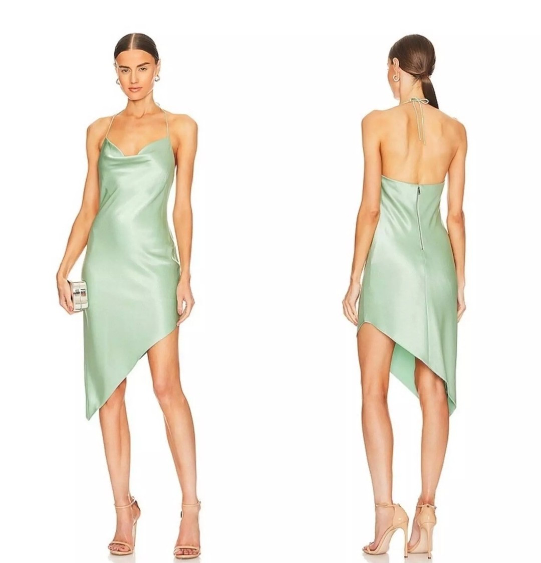 NWT Alice + Olivia Slip Dress sz 6 Harmony Asymmetrical Mint