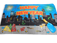 HAPPY NEW YEAR CITYSCAPE 3X5 FT SEASONAL DECOR FLAG POLYESTER HOUSE OUTDOOR