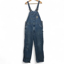 Carhartt Denim Overalls Washed Distressed Mens Sz 38x36 Darkstone Series R07-DST