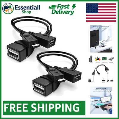 2-Pack Micro USB OTG Cable with Power Adapter for Fire Stick & PlayStation