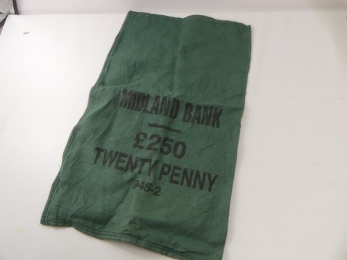 (RefJOH36) Midland Bank cloth bag green £250 twenty penny 945-2