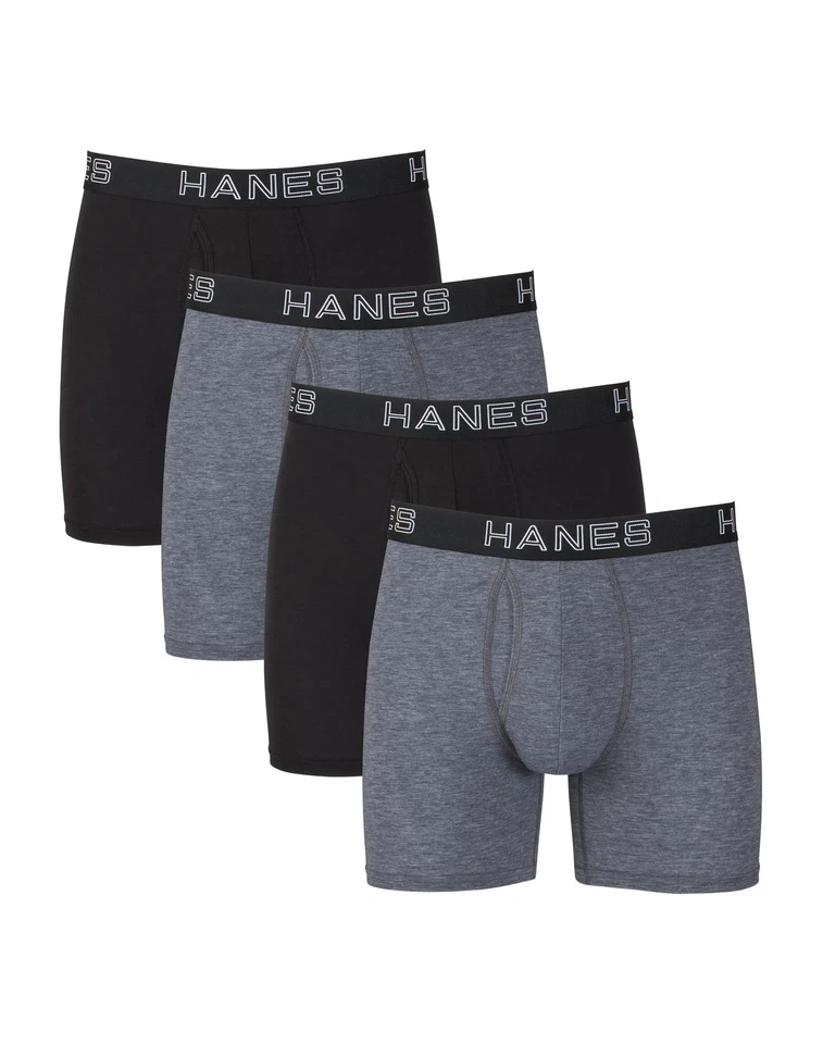 Paquete de 4 calzoncillos boxer Hanes para hombre Ultimate Comfort Flex Fit bolsa de soporte total