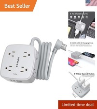 6 Ft Surge Protector Power Strip - 8 Widely Outlets with 4 USB Ports, 3 Side ...