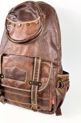 Vintage Diesel Backpack Brown Leather Y2K 90s Rare Bag Distressed