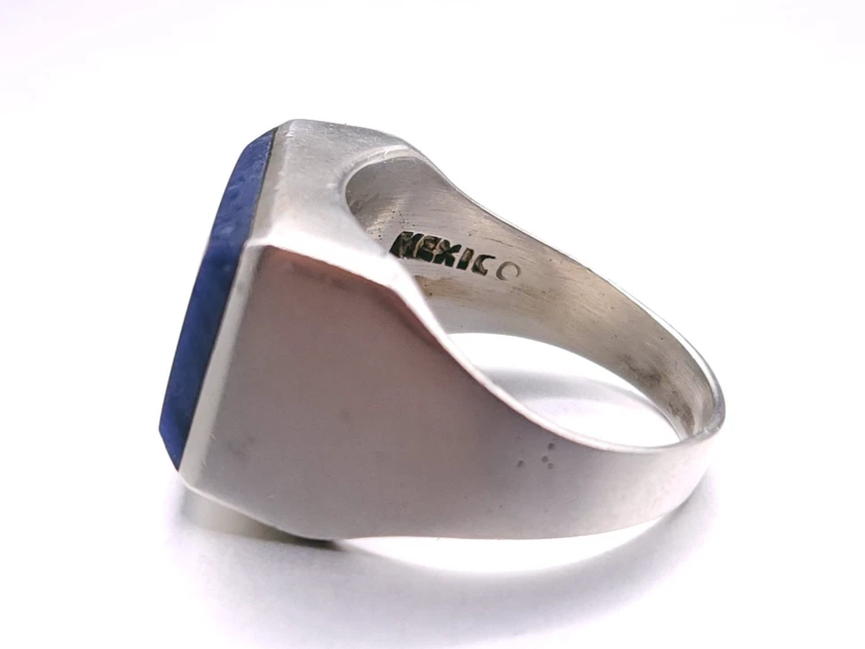 Vintage Mexico Sterling Silver Blue Lapis Men Ring size 9 - Image 4 of 4