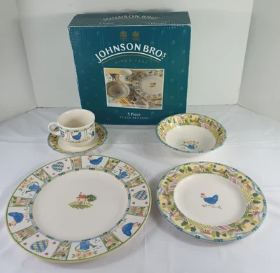 Johnson Brothers Dawn Meadow Brook 5-teiliges Gedeck Hahn 6 verfügbar - Bild 1 von 4