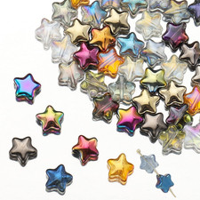 50Pcs Electroplate Mixed Color Star Beads Mini Crystal Glass Spacer Beads Star S