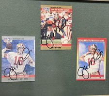 3X Joe Montana Auto 1989 Pro Set Passing Leader 49ers, MVP Super Bowl XXIV