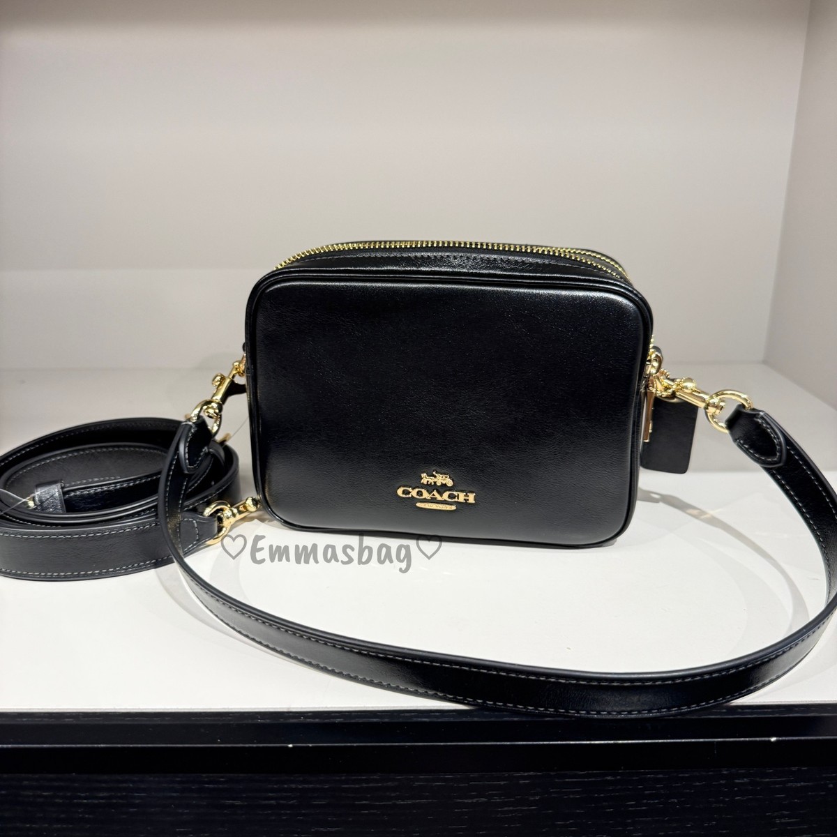 Coach Mini Carey Crossbody Bag CEA02 crinkle leather/Gold/Black | eBay
