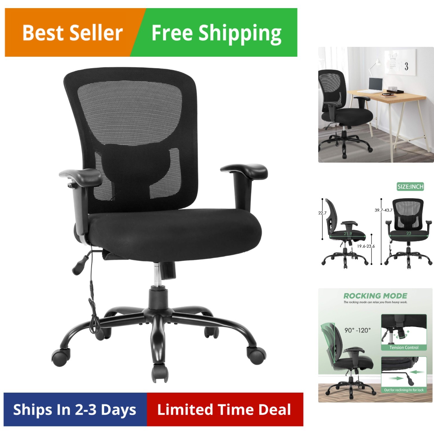 400lbs Cheap Desk Chair Mesh Computer Chair With Lu...