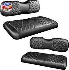 NOKINS 4PCS Golf Cart Diamond Seat Covers Kit,Front and Rear Seat Covers for Clu