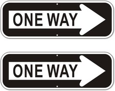 2-Pack Large One Way with Right Arrow Sign 18"x 18'' x 6'', Reflective Yellow