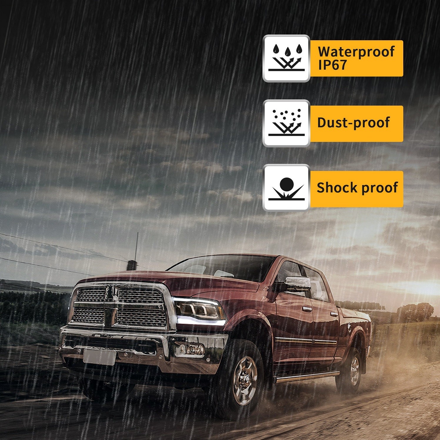 LED HEADLIGHTS w/WHITE DRL For 2009-2018 DODGE RAM W/Animation & Sequential Sig.